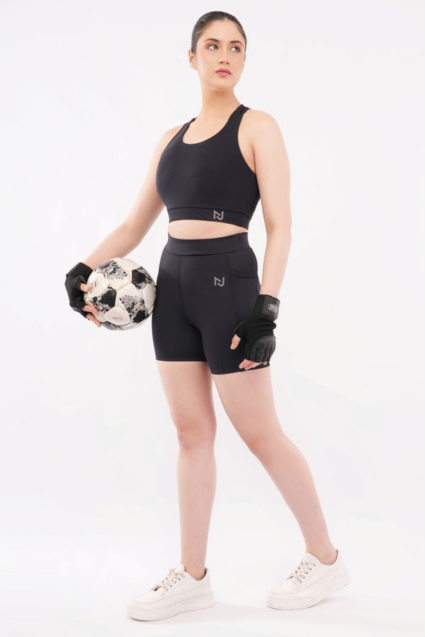 Black High-Waisted Tight Shorts for Women