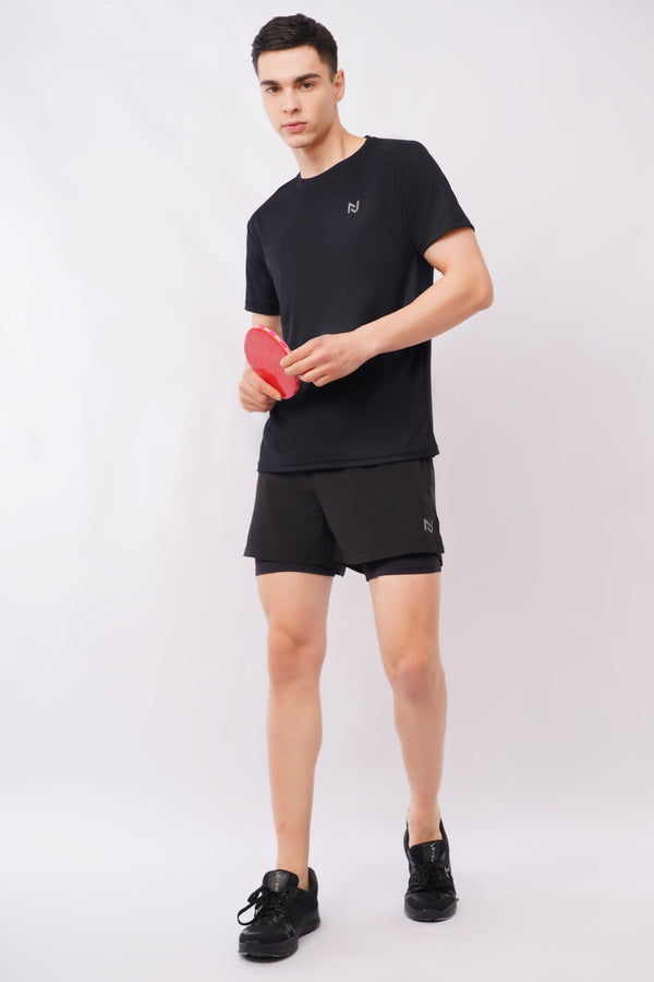 Black Quick-Dry Performance T-Shirt for Men
