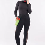 Black Performance Full-Sleeve Crop Top for Women